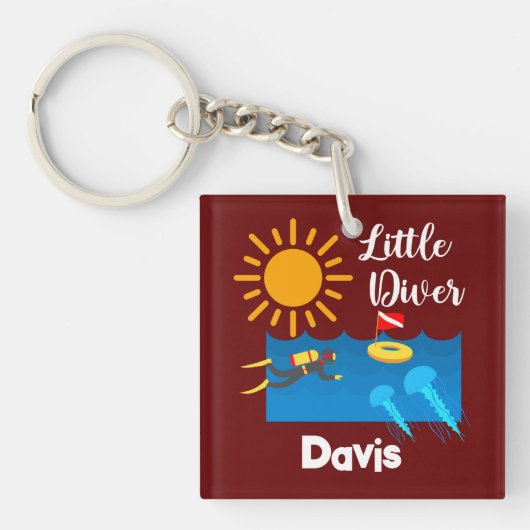 Little Diver with Jelly Fish - AcrylSleutelhanger Sleutelhanger (Voorkant)