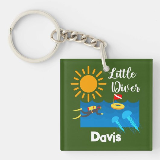 Little Diver with Jelly Fish - AcrylSleutelhanger Sleutelhanger (Voorkant)
