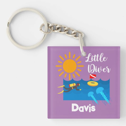 Little Diver with Jelly Fish - AcrylSleutelhanger Sleutelhanger (Voorkant)