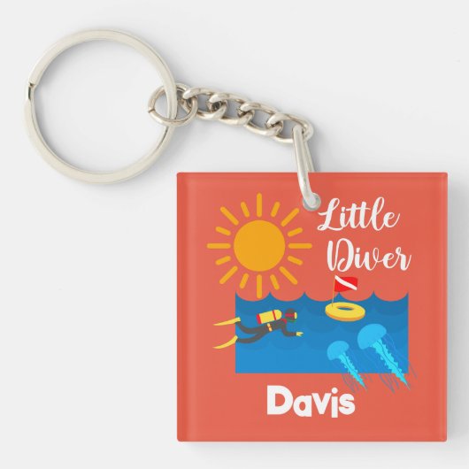 Little Diver with Jelly Fish - AcrylSleutelhanger Sleutelhanger (Voorkant)