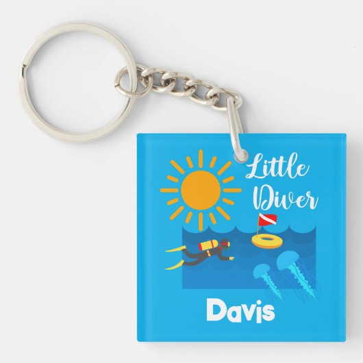 Little Diver with Jelly Fish - AcrylSleutelhanger Sleutelhanger (Voorkant)