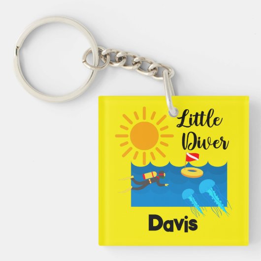 Little Diver with Jelly Fish - AcrylSleutelhanger Sleutelhanger (Voorkant)