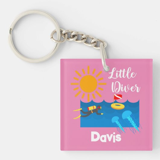 Little Diver with Jelly Fish - AcrylSleutelhanger Sleutelhanger (Voorkant)