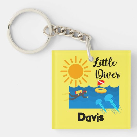 Little Diver with Jelly Fish - AcrylSleutelhanger Sleutelhanger (Voorkant)