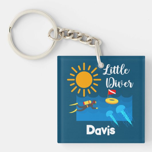 Little Diver with Jelly Fish - AcrylSleutelhanger Sleutelhanger (Voorkant)