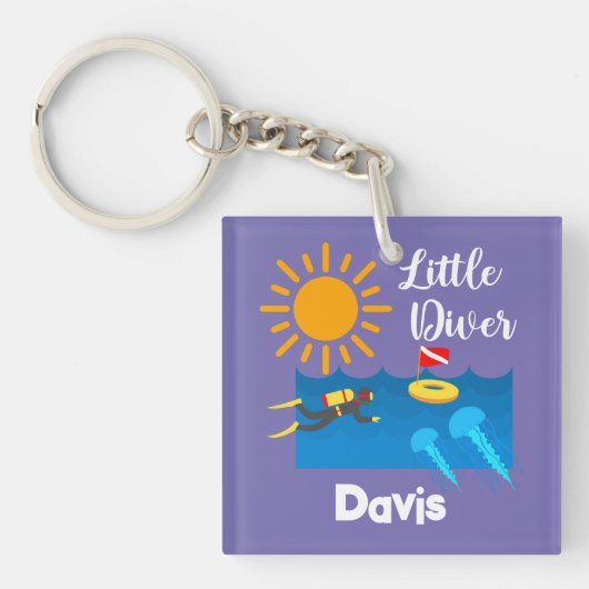 Little Diver with Jelly Fish - AcrylSleutelhanger Sleutelhanger (Voorkant)