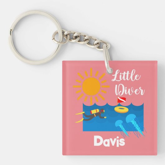 Little Diver with Jelly Fish - AcrylSleutelhanger Sleutelhanger (Voorkant)