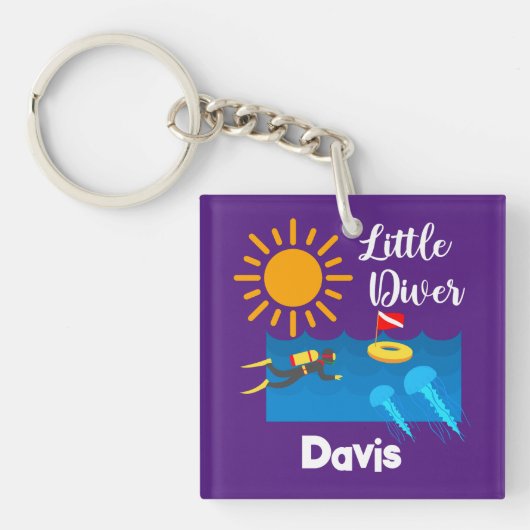Little Diver with Jelly Fish - AcrylSleutelhanger Sleutelhanger (Voorkant)