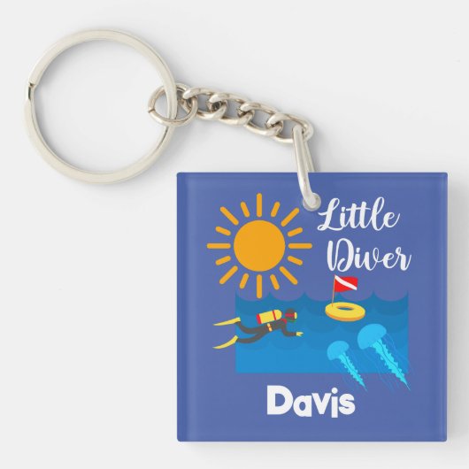 Little Diver with Jelly Fish - AcrylSleutelhanger Sleutelhanger (Voorkant)