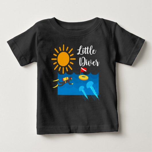 Little Diver with Jelly Fish - Baby Fine Jersey T- (Voorkant)