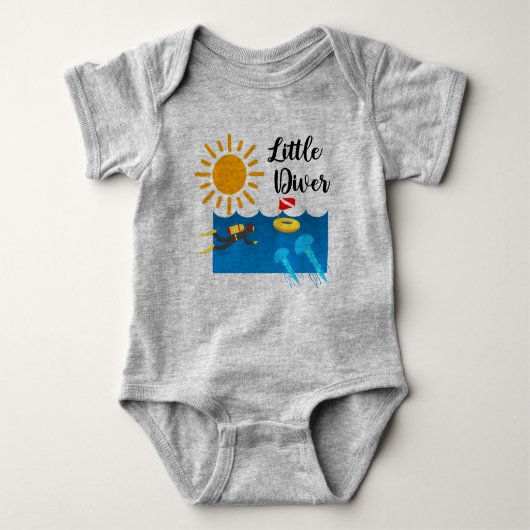 Little Diver with Jelly Fish - Baby Jersey Bodysui Romper (Voorkant)