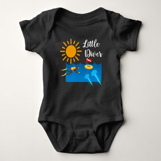 Little Diver with Jelly Fish - Baby Jersey Bodysui Romper (Voorkant)