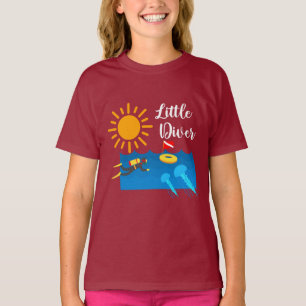 Little Diver with Jelly Fish - Girls' Basic T-Shir T-shirt