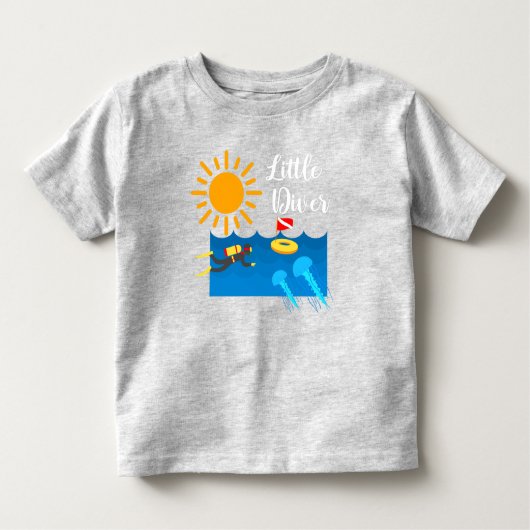 Little Diver with Jelly Fish - Toddler Fine Jersey Kinder Shirts (Voorkant)