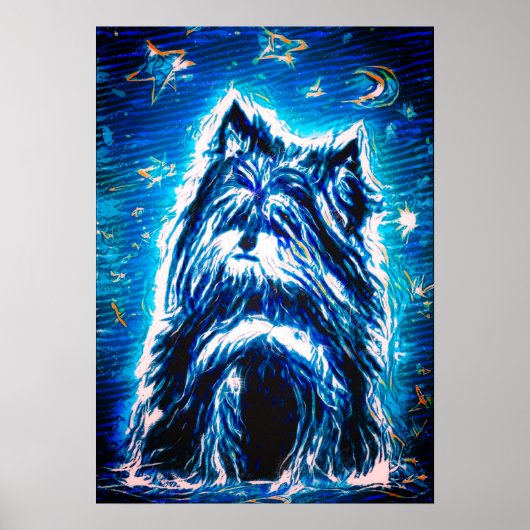 Little Doggy in blue Poster (Voorkant)