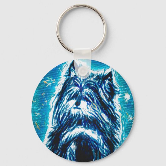 Little Doggy in blue Sleutelhanger (Voorkant)