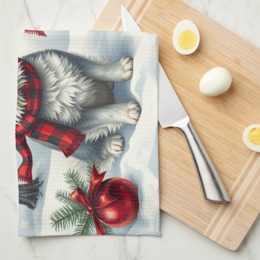 Little Dogs in Preppy Winter Attire and Hat Winter Theedoek (Quarter Fold)