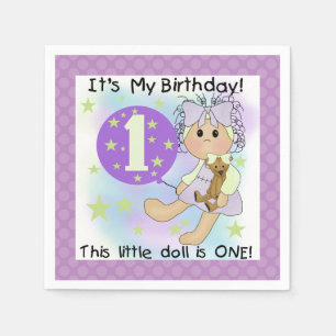 Little Doll Girl 1st Birthday Paper Napkins Servetten