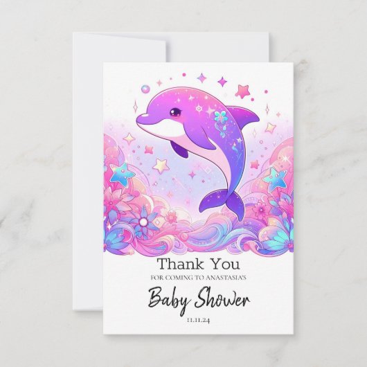 Little Dolphin Baby shower Bedankkaart (Voorkant)