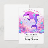 Little Dolphin Baby shower Bedankkaart (Voorkant / Achterkant)