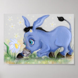 Little Donkey en Daisy Poster Schilderen Uw Tekst