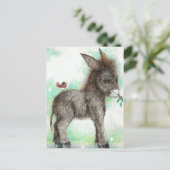 Little Donkey wonk en birdy vriend Robin Briefkaart (Staand voorkant)