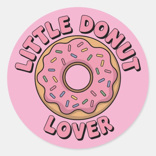 Little Donut Lover | Kinder Rugtas Ronde Sticker (Voorkant)