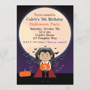 Little Dracula Halloween Birthday Party Invitation Kaart