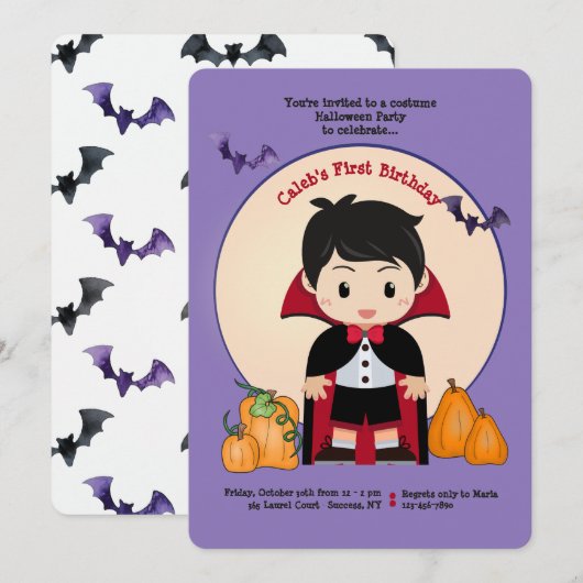 Little Dracula-uitnodiging Kaart (Voorkant / Achterkant)