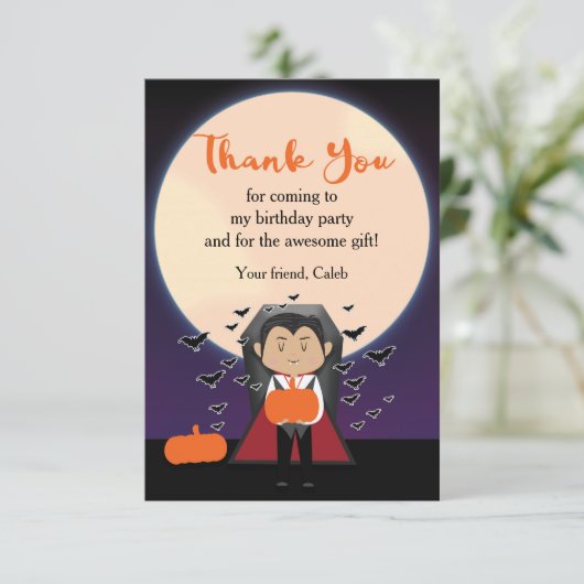 Little Dracula Vampire Halloween bedankkaart (Staand voorkant)