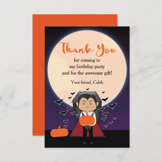 Little Dracula Vampire Halloween bedankkaart (Voorkant / Achterkant)