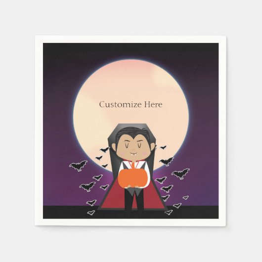 Little Dracula Vampire Halloween Birthday Party Servet (Voorkant)