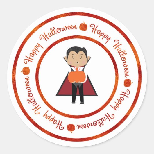 Little Dracula Vampire Happy Halloween Party Treat Ronde Sticker (Voorkant)