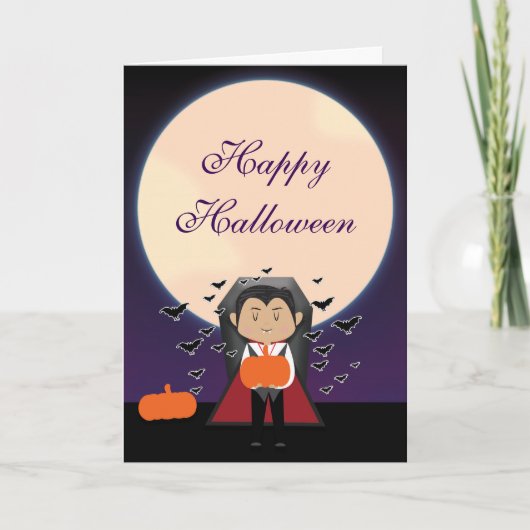 Little Dracula Vampire Kinder Halloween Fold Kaart (Voorkant)