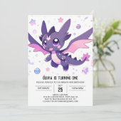 Little Dragon 1e verjaardag Kaart (Staand voorkant)