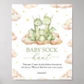 Little Dragon Baby shower Baby Sock Hunt Sign Poster (Voorkant)
