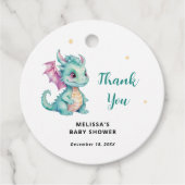 Little Dragon Baby shower Bedankt Bedankjes Labels (Voorkant)
