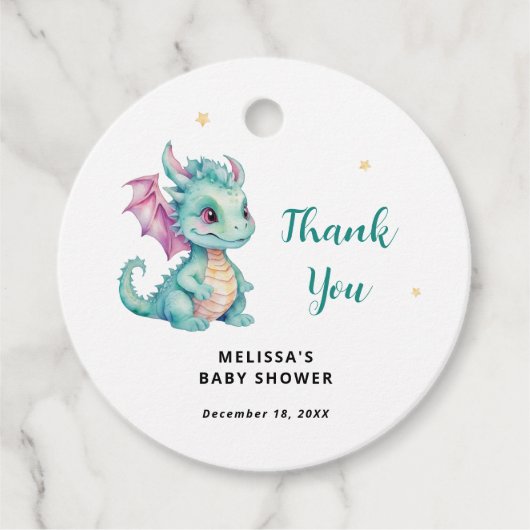Little Dragon Baby shower Bedankt Bedankjes Labels (Voorkant)