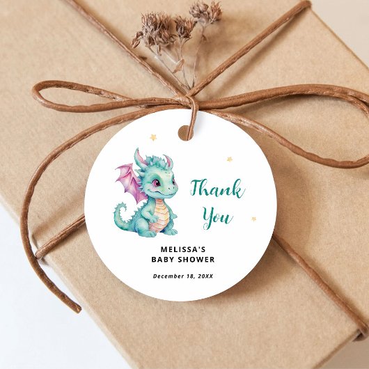 Little Dragon Baby shower Bedankt Bedankjes Labels
