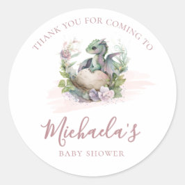 Little Dragon Baby shower Bedankt Ronde Sticker