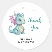 Little Dragon Baby shower Bedankt Ronde Sticker (Voorkant)