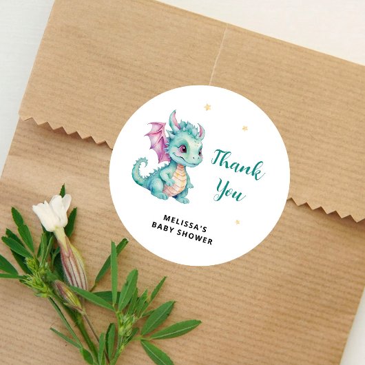 Little Dragon Baby shower Bedankt Ronde Sticker