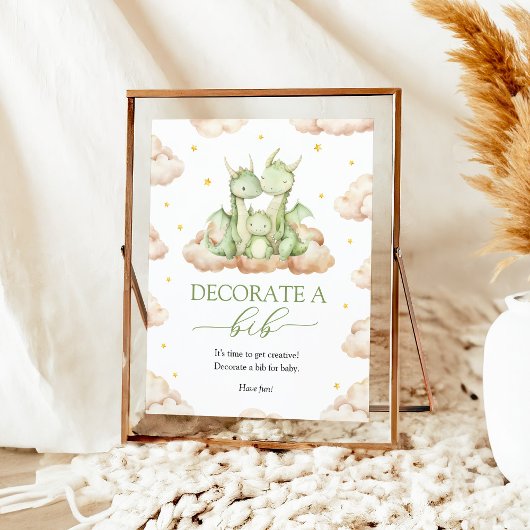 Little Dragon Baby Shower Decorate A Bib Sign Poster