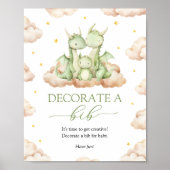 Little Dragon Baby Shower Decorate A Bib Sign Poster (Voorkant)