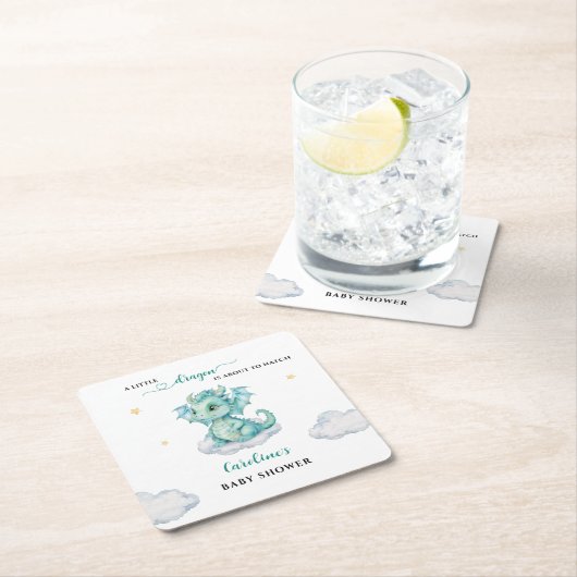 Little Dragon Baby shower Kartonnen Onderzetters (Insitu)