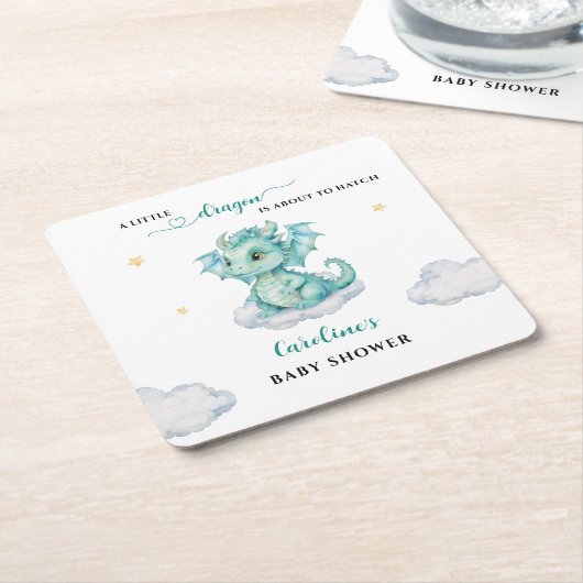 Little Dragon Baby shower Kartonnen Onderzetters (Schuin)