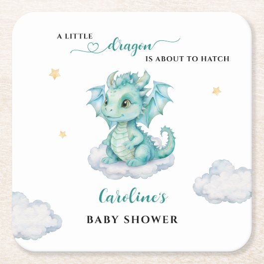 Little Dragon Baby shower Kartonnen Onderzetters (Voorkant)