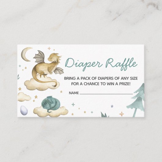 Little Dragon Baby shower Luier Raffle Informatiekaartje (Voorkant)