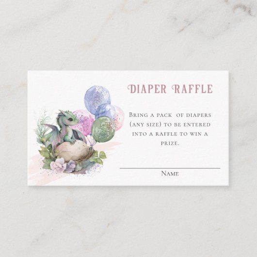 Little Dragon Baby shower Luier Raffle Informatiekaartje (Voorkant)