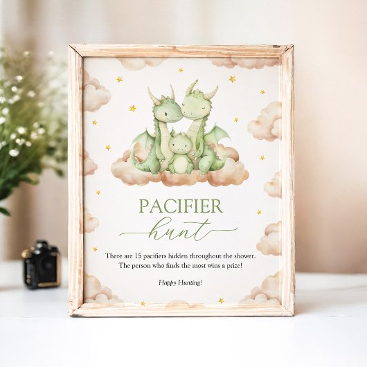 Little Dragon Baby shower Pacifier Hunt Spelbord Poster